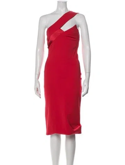 Pre-owned Cushnie One-shoulder Knee-length Dress In Pink