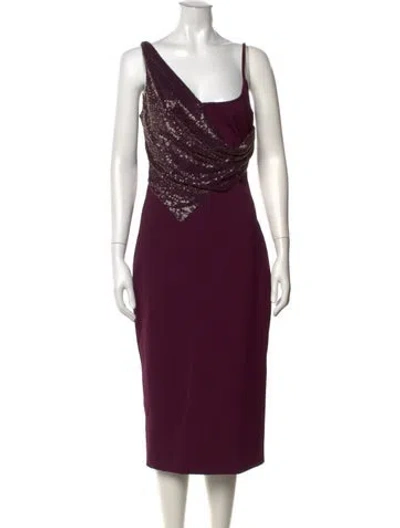 Pre-owned Cushnie One-shoulder Knee-length Dress In Purple