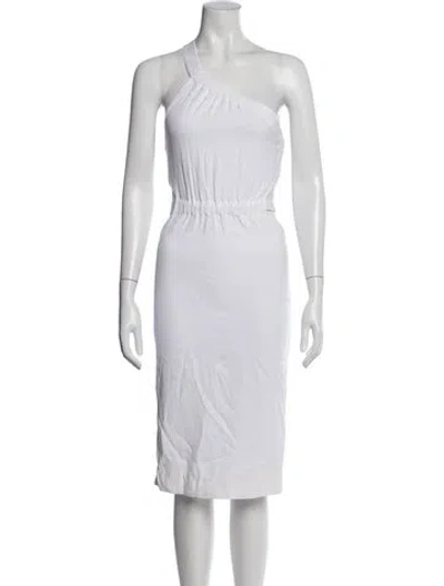 Pre-owned Cushnie One-shoulder Knee-length Dress In White