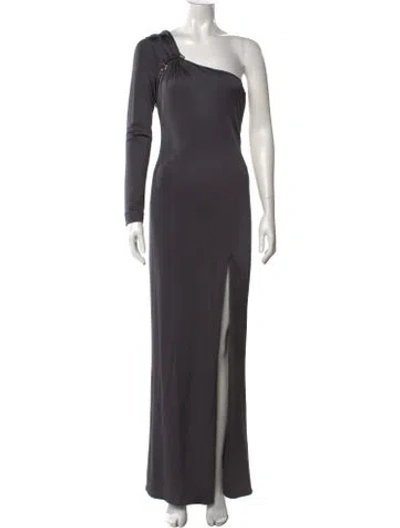 Pre-owned Cushnie One-shoulder Long Dress In Grey