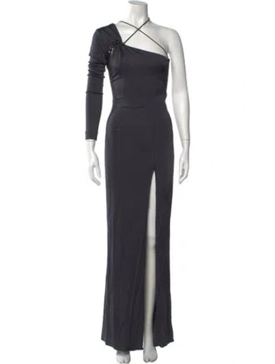 Pre-owned Cushnie One-shoulder Long Dress In Grey