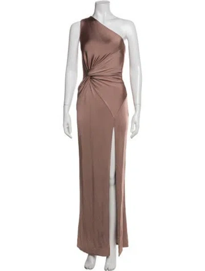 Pre-owned Cushnie One-shoulder Long Dress In Neutrals