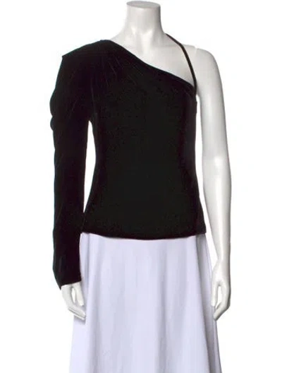 Pre-owned Cushnie One-shoulder Long Sleeve Top In Black