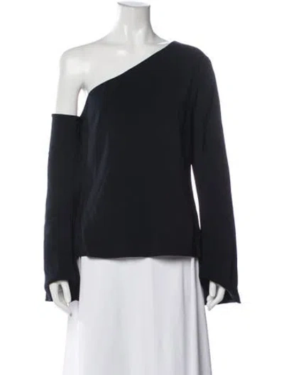 Pre-owned Cushnie One-shoulder Long Sleeve Top In Blue