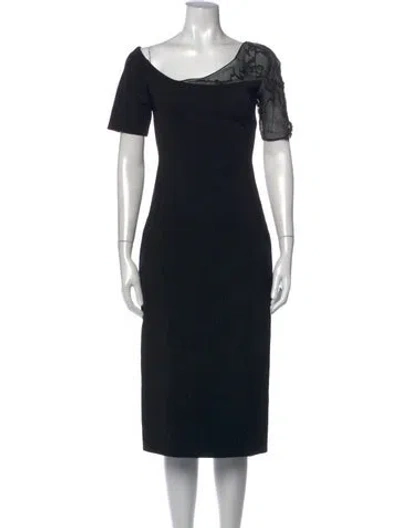 Pre-owned Cushnie One-shoulder Midi Length Dress In Black
