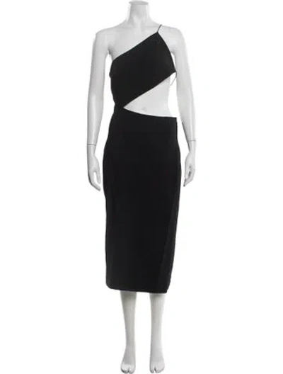 Pre-owned Cushnie One-shoulder Midi Length Dress In Black