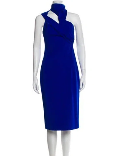 Pre-owned Cushnie One-shoulder Midi Length Dress In Blue