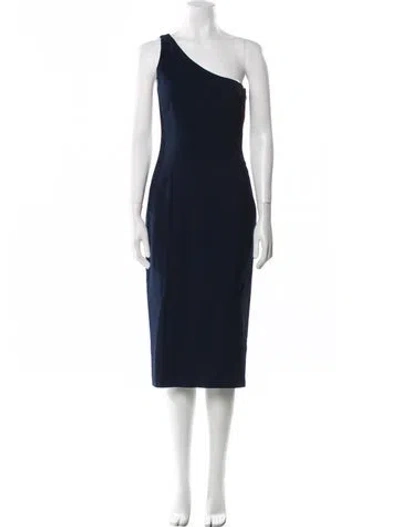 Pre-owned Cushnie One-shoulder Midi Length Dress In Blue