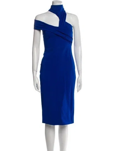 Pre-owned Cushnie One-shoulder Midi Length Dress In Blue