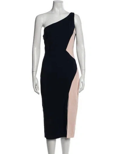 Pre-owned Cushnie One-shoulder Midi Length Dress In Blue