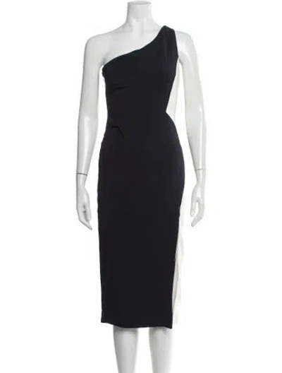 Pre-owned Cushnie One-shoulder Midi Length Dress In Blue