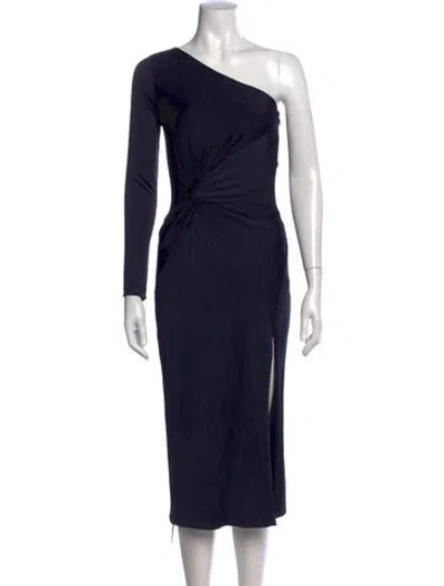 Pre-owned Cushnie One-shoulder Midi Length Dress In Blue