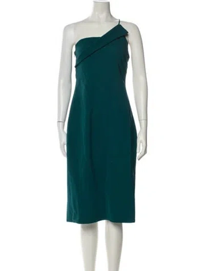 Pre-owned Cushnie One-shoulder Midi Length Dress In Green