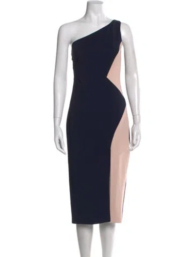 Pre-owned Cushnie One-shoulder Midi Length Dress In Multi
