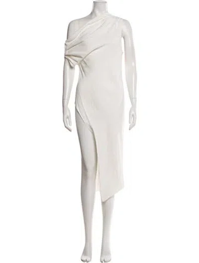 Pre-owned Cushnie One-shoulder Midi Length Dress In Neutral