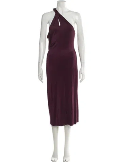 Pre-owned Cushnie One-shoulder Midi Length Dress In Purple