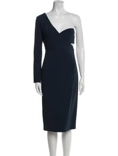 Pre-owned Cushnie One-shoulder Midi Length Dress W/ Tags In Blue