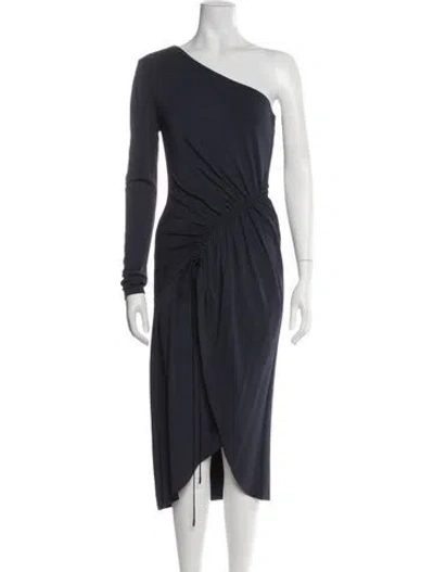 Pre-owned Cushnie One-shoulder Midi Length Dress W/ Tags In Blue