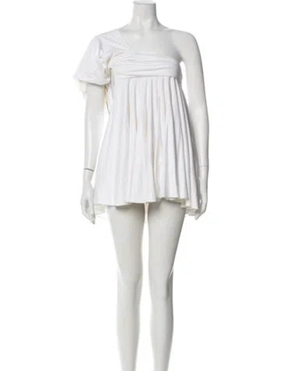 Pre-owned Cushnie One-shoulder Mini Dress In Neutral