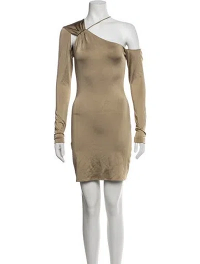 Pre-owned Cushnie One-shoulder Mini Dress In Neutrals