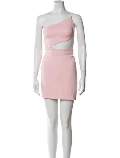 Pre-owned Cushnie One-shoulder Mini Dress In Pink
