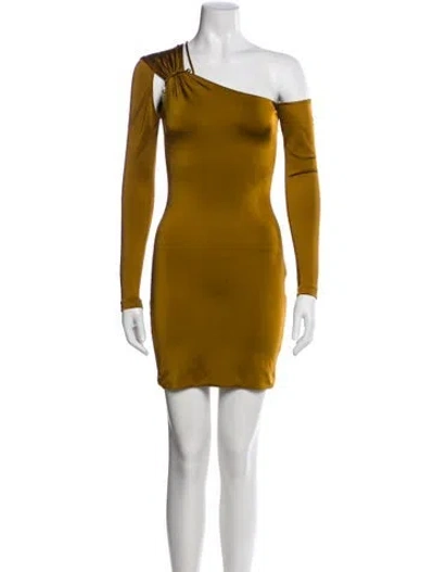 Pre-owned Cushnie One-shoulder Mini Dress W/ Tags In Brown