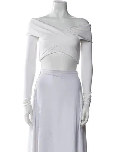 Pre-owned Cushnie One-shoulder Short Sleeve Crop Top In White