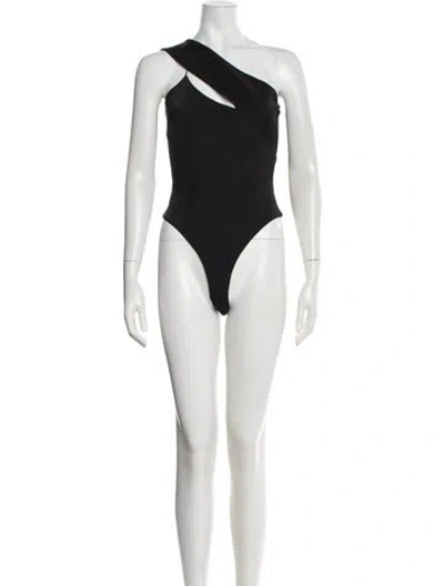 Pre-owned Cushnie One-shoulder Sleeveless Bodysuit In Black