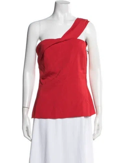Pre-owned Cushnie One-shoulder Sleeveless Top In Red