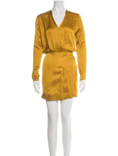 Pre-owned Cushnie Patterned Mini Dress In Yellow