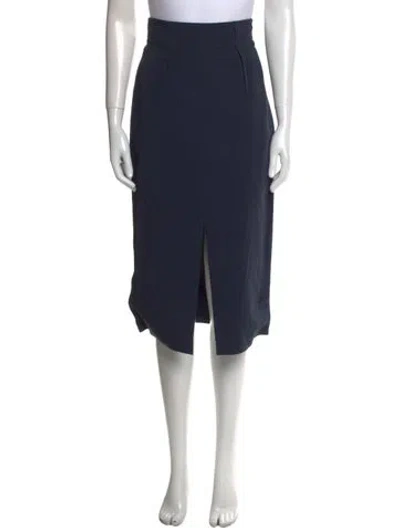 Pre-owned Cushnie Pleated Accents Midi Length Skirt In Blue