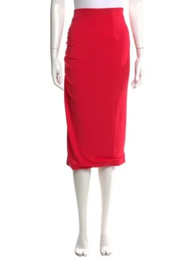 Pre-owned Cushnie Pleated Accents Midi Length Skirt In Red