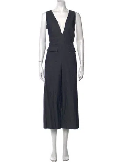 Pre-owned Cushnie Plunge Neckline Jumpsuit In Blue