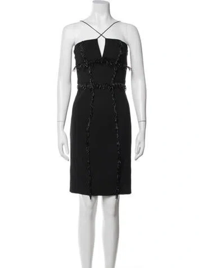 Pre-owned Cushnie Plunge Neckline Knee-length Dress In Black