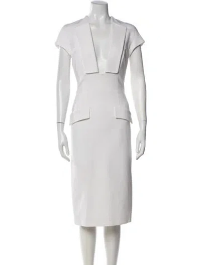 Pre-owned Cushnie Plunge Neckline Long Dress In White