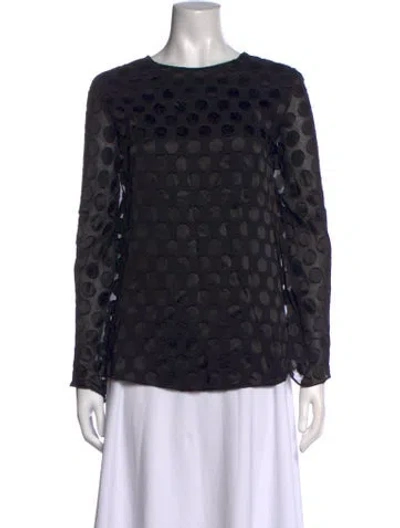 Pre-owned Cushnie Polka Dot Print Crew Neck Top In Black