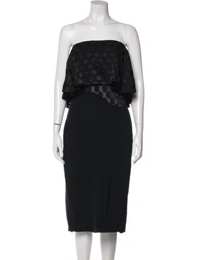 Pre-owned Cushnie Polka Dot Print Knee-length Dress W/ Tags In Black