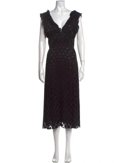 Pre-owned Cushnie Polka Dot Print Midi Length Dress In Black