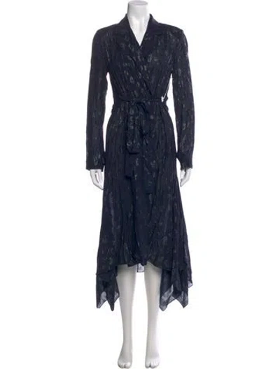 Pre-owned Cushnie Printed Midi Length Dress In Blue