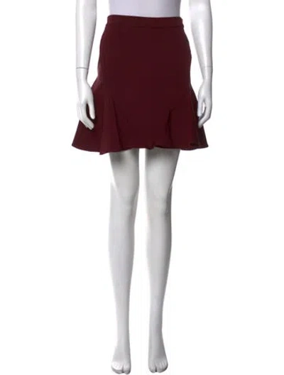 Pre-owned Cushnie Ruffle Embellishment Mini Skirt In Burgundy