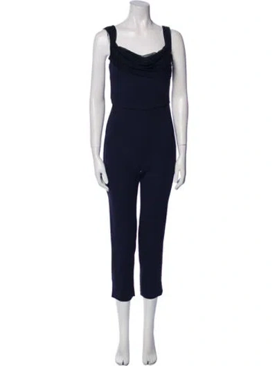 Pre-owned Cushnie Scoop Neck Jumpsuit In Blue