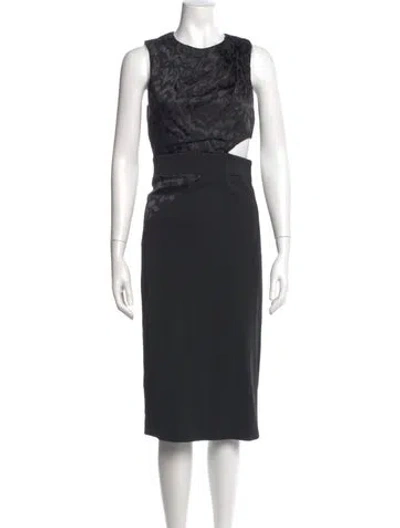 Pre-owned Cushnie Scoop Neck Midi Length Dress In Black