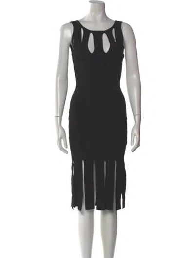 Pre-owned Cushnie Scoop Neck Midi Length Dress In Gray