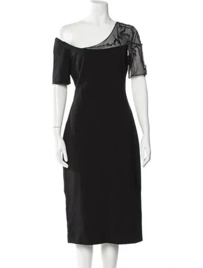 Pre-owned Cushnie Scoop Neck Midi Length Dress W/ Tags In Black