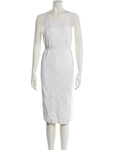 Pre-owned Cushnie Scoop Neck Midi Length Dress In White