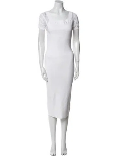 Pre-owned Cushnie Scoop Neck Midi Length Dress In White