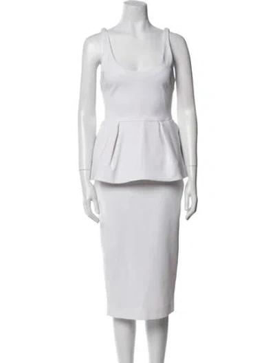 Pre-owned Cushnie Scoop Neck Midi Length Dress In White