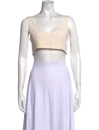 Pre-owned Cushnie Scoop Neck Sleeveless Crop Top In Neutral