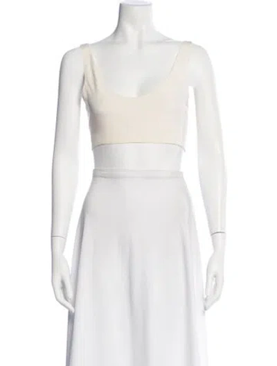 Pre-owned Cushnie Scoop Neck Sleeveless Crop Top In White