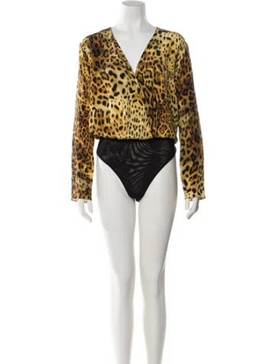 Pre-owned Cushnie Silk Animal Print Bodysuit In Neutral